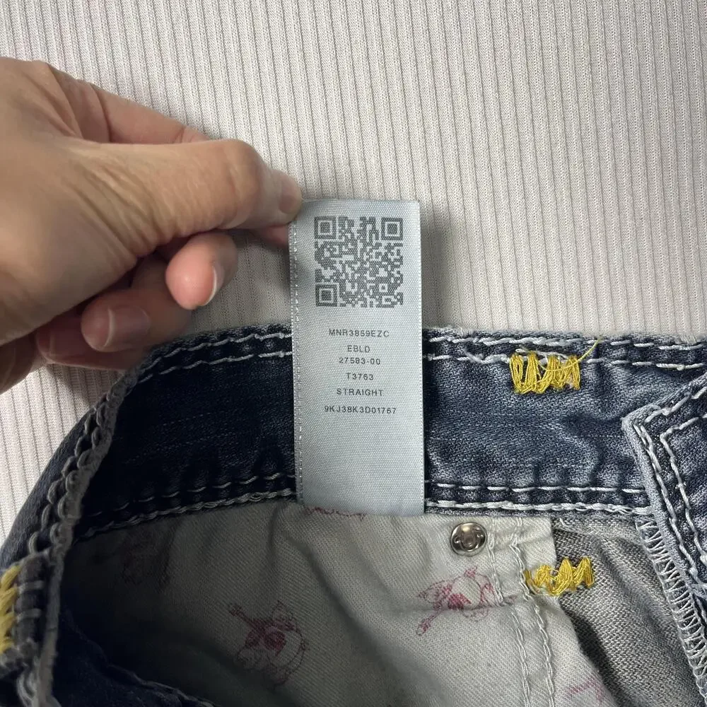 True Religion Section Straight Jeans Mens 36x31 Blue Denim Straight Leg